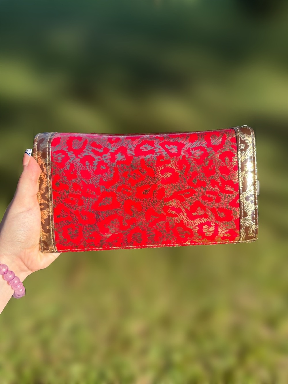 Mix&co. Red and Gold Leopard-Print Envelope Clutch - Picture 2 of 5